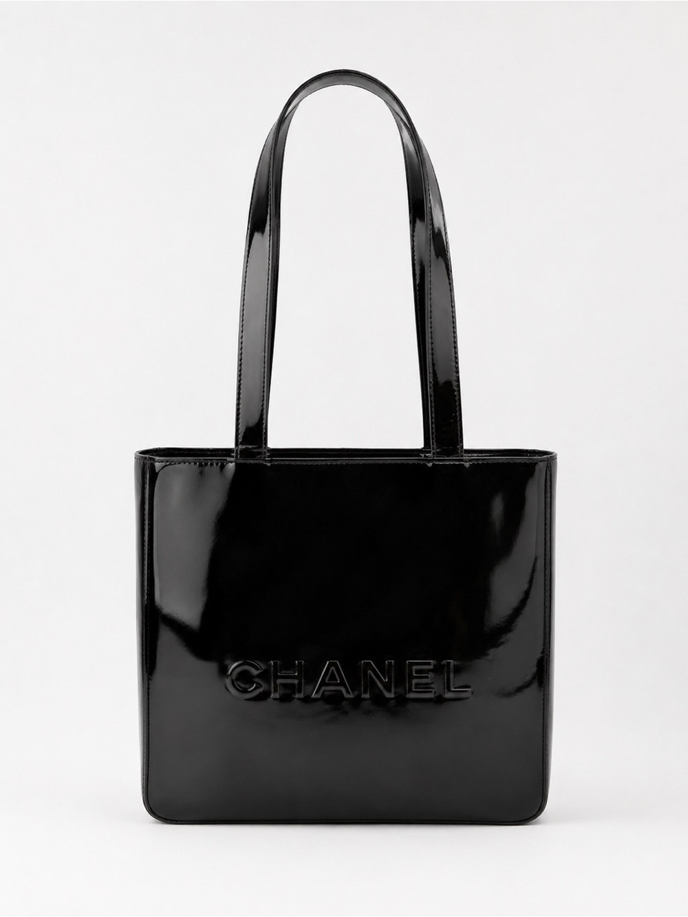Chanel Logo Patent Leather Tote Bag